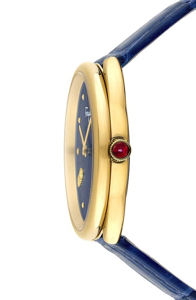 Ferragamo 1898 Croc-embossed Leather Strap Watch, 34mm In Gold