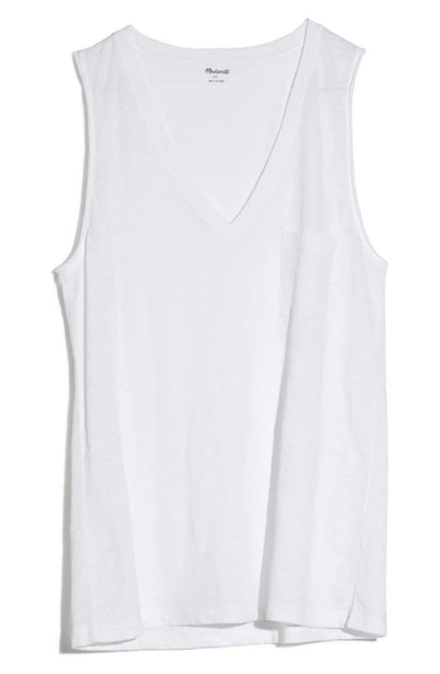 Shop Madewell Whisper Cotton V-neck Tank In Optic White