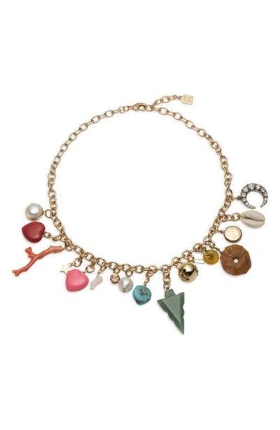 Shop Dannijo Dixie Jade, Shell, & Freshwater Pearl Charm Necklace In Multi