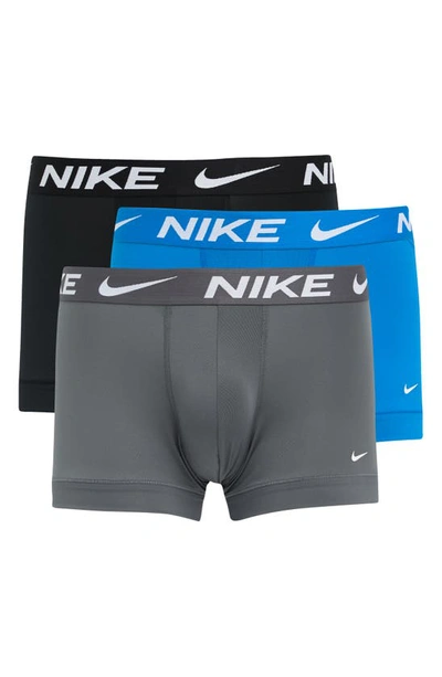 Shop Nike Essential Micro Trunks In Photo Blue/ Grey/ Black