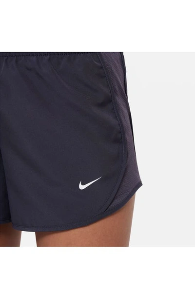 Shop Nike Kids' Dry Tempo Running Shorts In Gridiron/ White