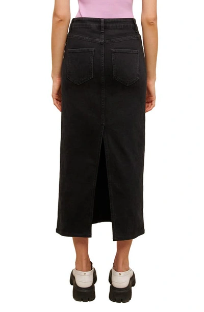 Shop Maje Jextra Long Denim Skirt In Black