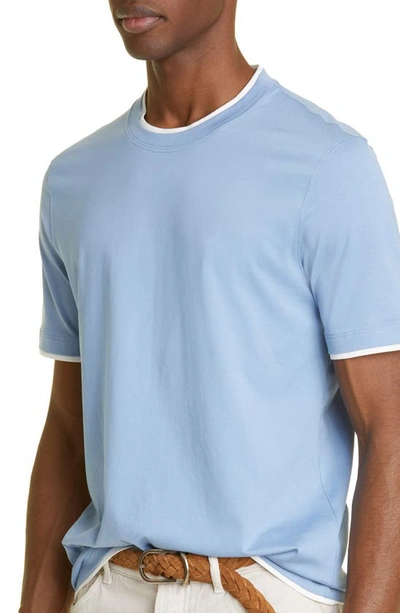 Shop Brunello Cucinelli Cotton T-shirt In Light Blue