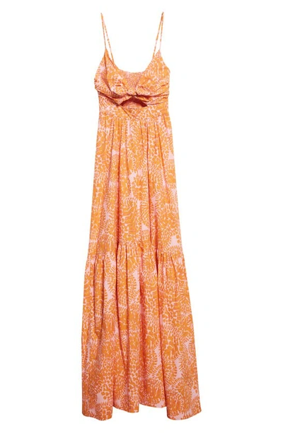 Shop A.l.c Laura Print Cutout Cotton Sundress In Citrouille/ Rose