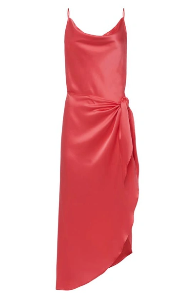 Shop L Agence Rose Silk Faux Wrap Slipdress In Coral Rose