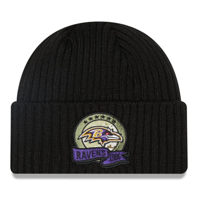 Shop New Era Youth  Black Baltimore Ravens 2022 Salute To Service Knit Hat