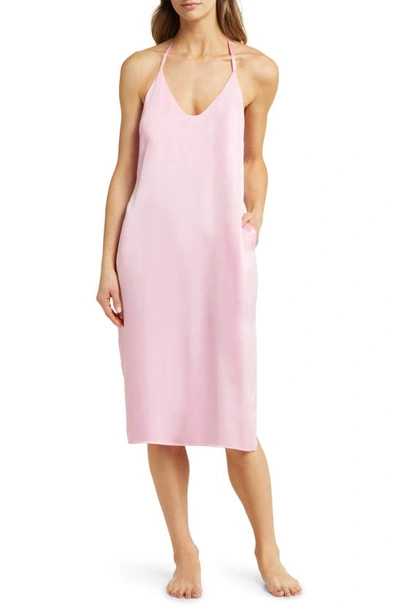 Shop Lunya Halter Neck Washable Silk Nightgown In Etude Pink