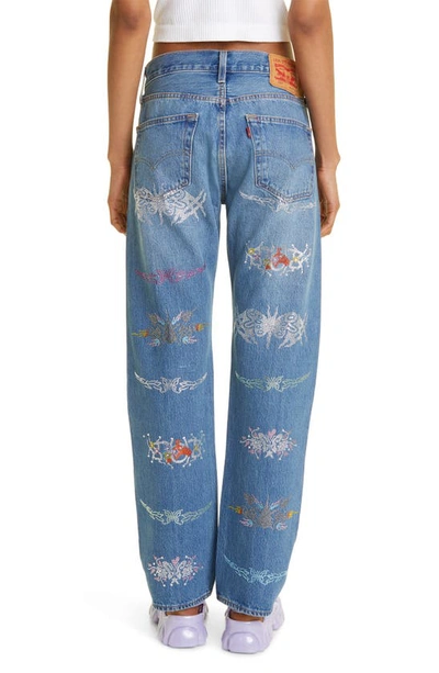 Collina Strada X Levi's® Star Capsule Rhinestone 501® Straight Leg Jeans In Rhinestone Tattoos