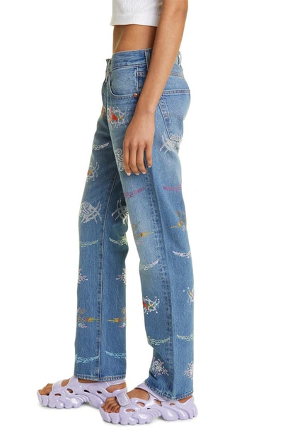 Collina Strada X Levi's® Star Capsule Rhinestone 501® Straight Leg Jeans In Rhinestone Tattoos