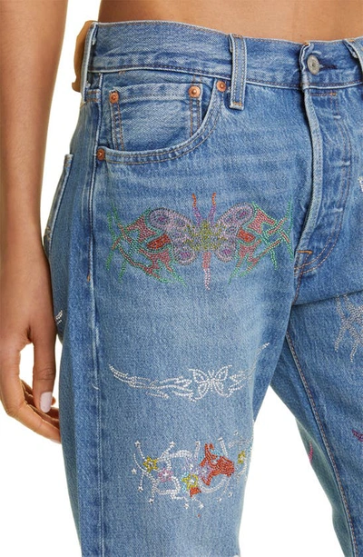 Collina Strada X Levi's® Star Capsule Rhinestone 501® Straight Leg Jeans In Rhinestone Tattoos