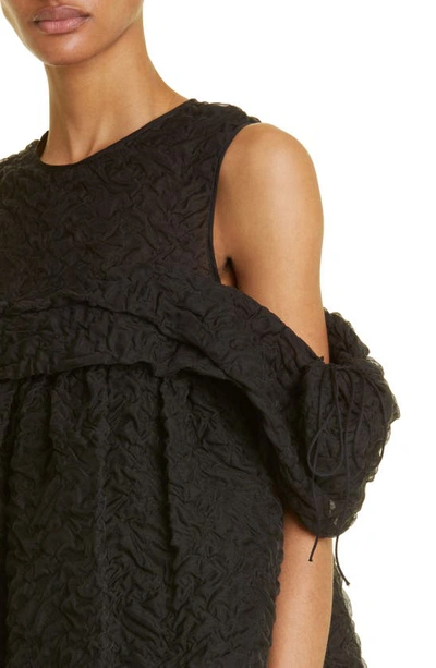 Shop Cecilie Bahnsen Silke Nimbus Matelassé Cold Shoulder Top In Black