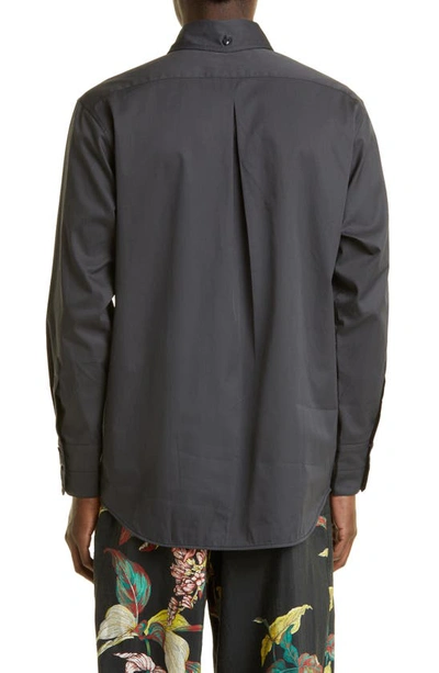 Shop Lemaire Long Sleeve Cotton Twill Western Shirt In Bk959 Zinc