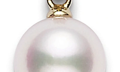Shop Mikimoto Morning Dew Diamond & Akoya Pearl Earrings In Yellow Gold/ Diamond/ Pearl