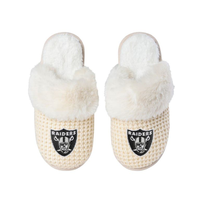 Shop Foco Las Vegas Raiders Open Back Slippers In Cream