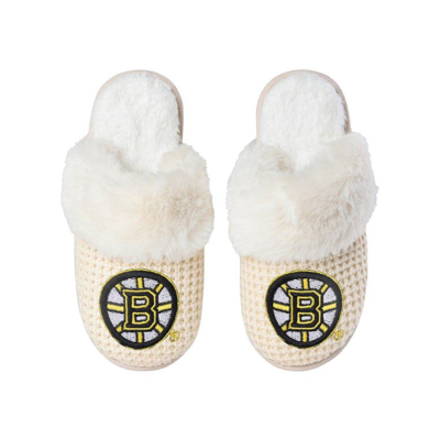 Shop Foco Boston Bruins Open Back Slippers In Cream