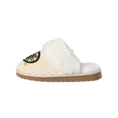 Shop Foco Boston Bruins Open Back Slippers In Cream