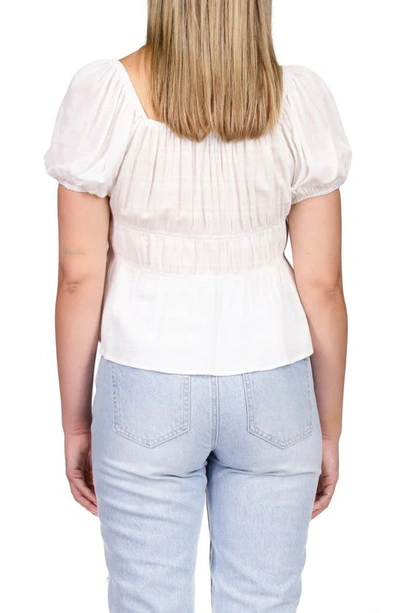 Shop Sanctuary Puff Sleeve Smocked Peplum Top In White