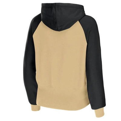 Shop Wear By Erin Andrews Gold New Orleans Saints Colorblock Lightweight Full-zip Hoodie In Cream