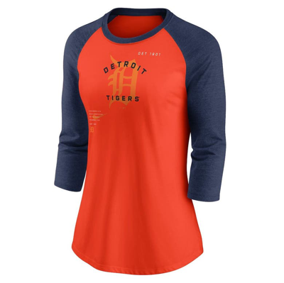 Detroit Tigers Solid V-Neck T-Shirt - Navy/Orange