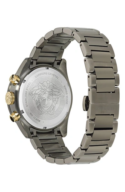 Shop Versace Greca Dome Chronograph Bracelet Watch, 43mm In Ip Gunmetal