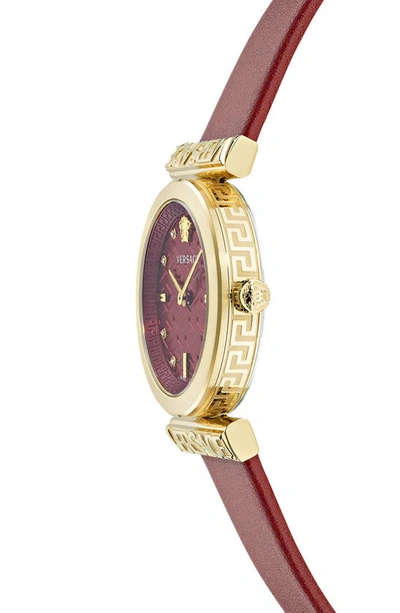 Shop Versace Regalia Leather Strap Watch, 34mm In Ip Yellow Gold