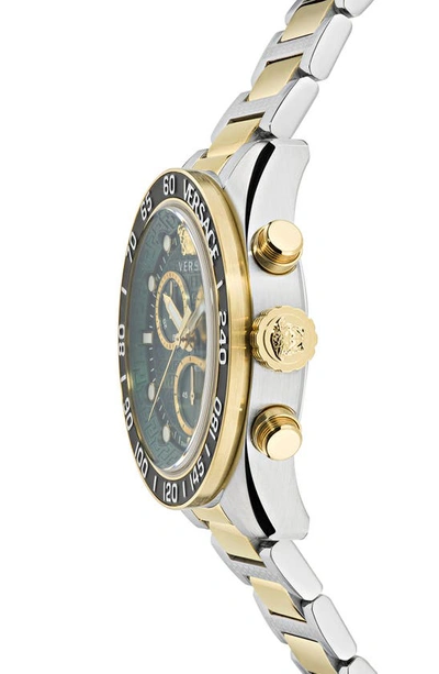 Shop Versace Greca Dome Chronograph Bracelet Watch, 43mm In Two Tone