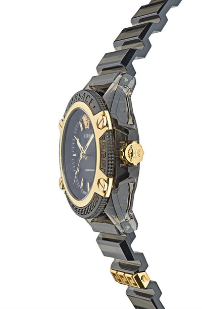 Shop Versace Icon Active Silicone Strap Watch, 42mm In Transparent Black