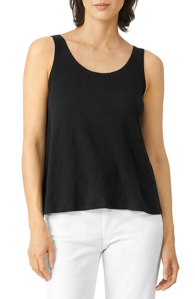 Shop Eileen Fisher Organic Linen Tank In Black