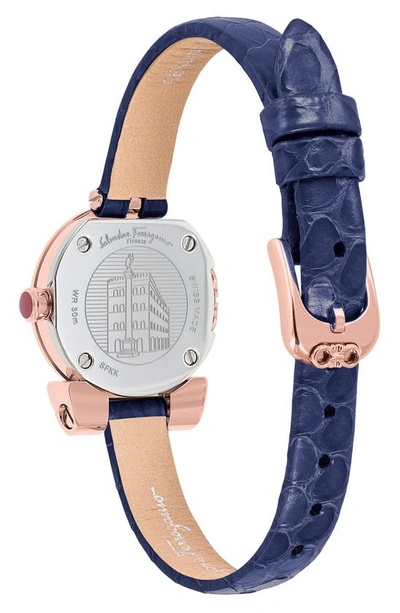 Shop Ferragamo Gancio Leather Strap Watch, 22.5mm In Rose Gold