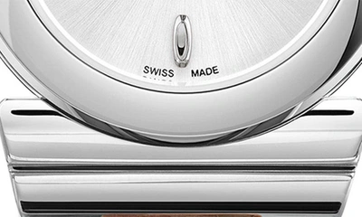 Shop Ferragamo Gancino Leather Strap Watch, 22.5mm In Silver