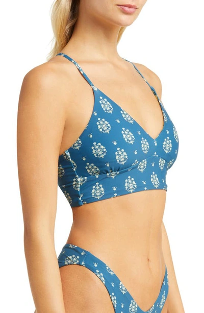 Shop Maaji Stencil Stamp Daylight Bikini Top In Blue