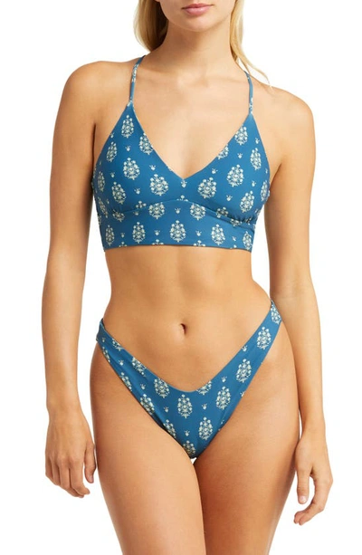 Shop Maaji Stencil Stamp Daylight Bikini Top In Blue