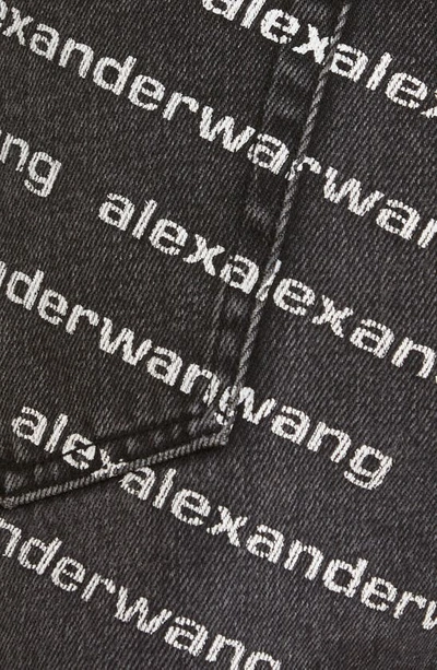 Shop Alexander Wang Bite Logo High Waist Destroyed Hem Cotton Denim Shorts In Grey Aged/ White