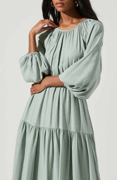 Shop Astr Cutout Long Sleeve Midi Dress In Sage
