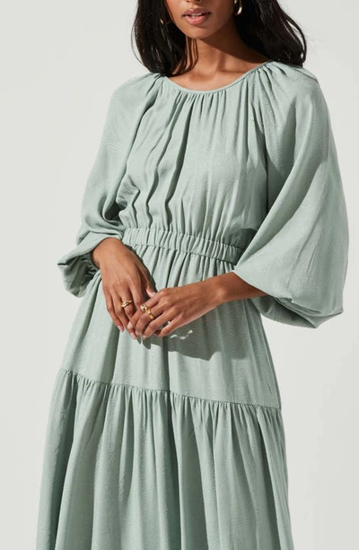 Shop Astr Cutout Long Sleeve Midi Dress In Sage