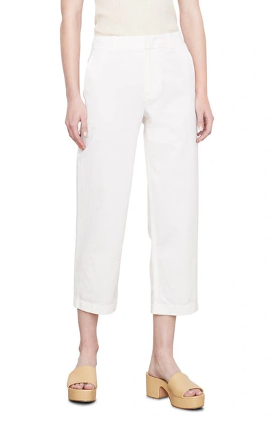 Shop Vince Washed Cotton Crop Pants In Off White