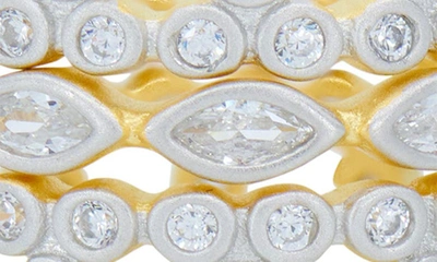 Shop Freida Rothman Blossoming Brilliance Set Of 3 Stackable Rings In Gold And Silver
