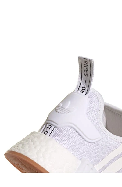 Shop Adidas Originals Nmd R1 Primeblue Sneaker In White/ Gum / Blue