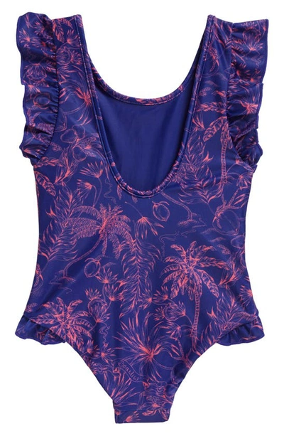 Boardies Kids' Palms Ruffle One-piece Swimsuit In Blue