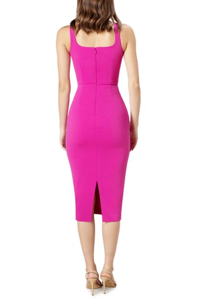 Dress The Population Sloane Bright Fuchsia Midi Dress In Bright Fuchsia
