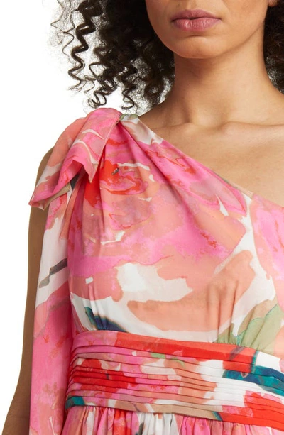Shop Eliza J Floral One-shoulder Gown In Ivory Multi