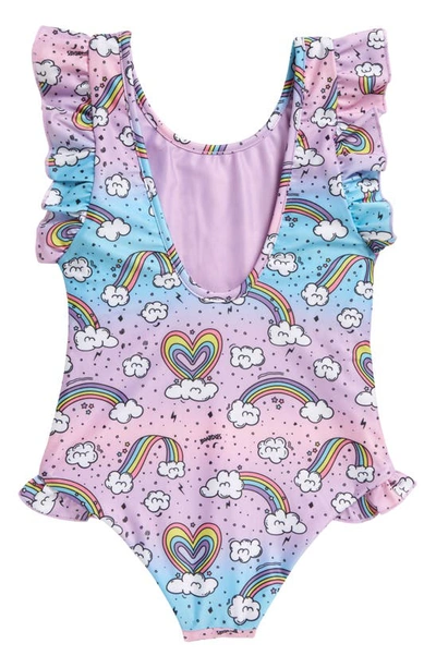 Boardies Kids' Rainbows Ruffle One-piece Swimsuit In Multi