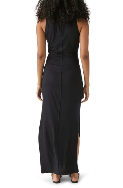 Shop Michael Stars Solange Tie Waist Jersey Maxi Dress In Black