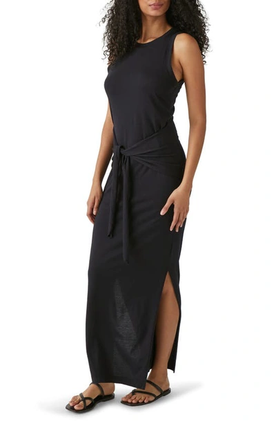 Shop Michael Stars Solange Tie Waist Jersey Maxi Dress In Black
