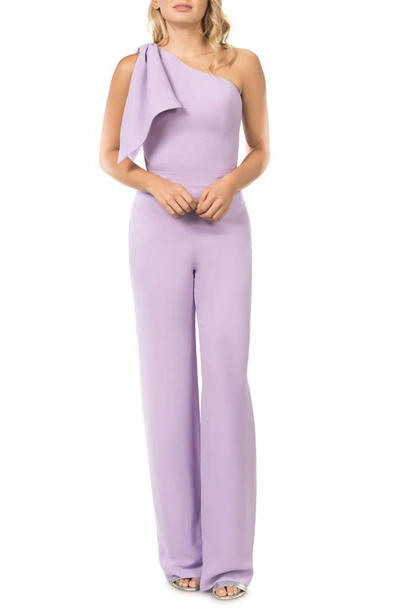 Shop Dress The Population Tiffany One-shoulder Jumpsuit In Wisteria