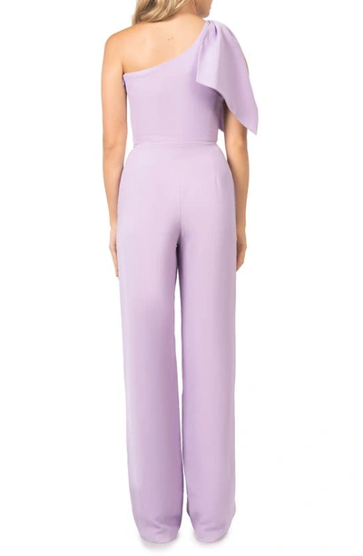 Dress The Population Women's Tiffany Asymmetric Stretch Crepe Wide-leg Jumpsuit In Wisteria