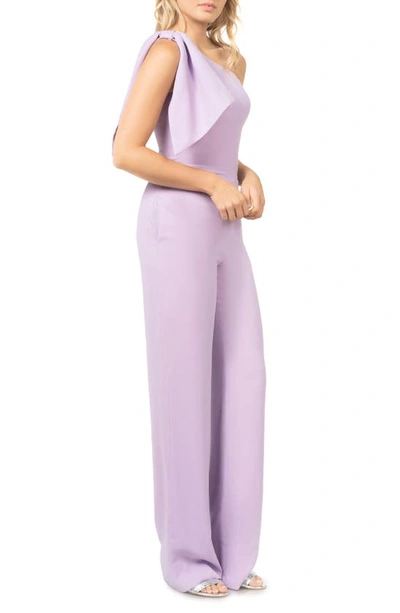 Shop Dress The Population Tiffany One-shoulder Jumpsuit In Wisteria