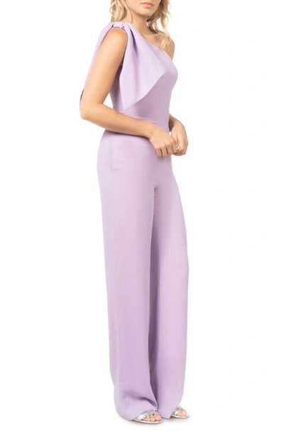 Dress The Population Women's Tiffany Asymmetric Stretch Crepe Wide-leg Jumpsuit In Wisteria