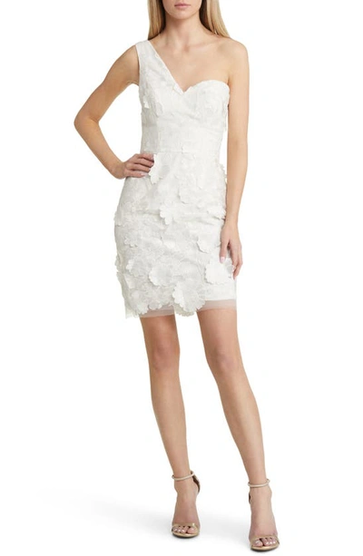 Shop Dress The Population Maddie One-shoulder Lace Minidress In White