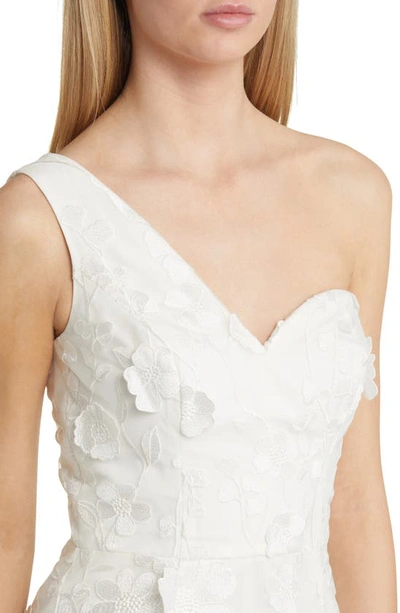 Shop Dress The Population Maddie One-shoulder Lace Minidress In White